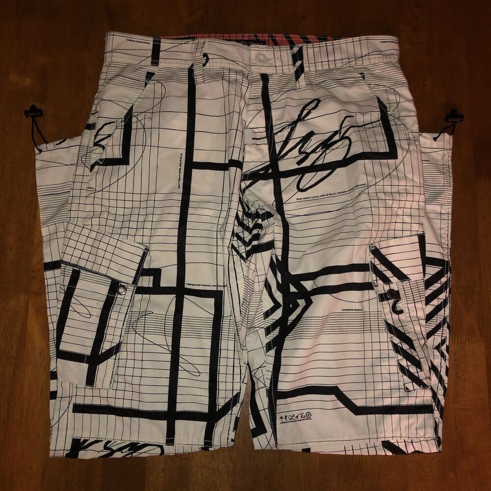 LRG Lifted Research Group Graphic Cargo Pants Mens 36 Streetwear Skate All Over